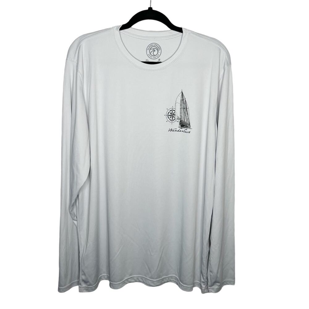 VAPOR APPAREL / off white wanderlust printed UPF 50+ long sleeve shirt / XL